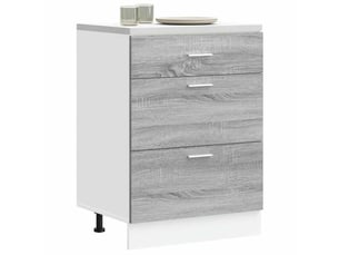 Meuble de rangement, meuble bas de cuisine lyon gris sonoma bois d'ingénierie