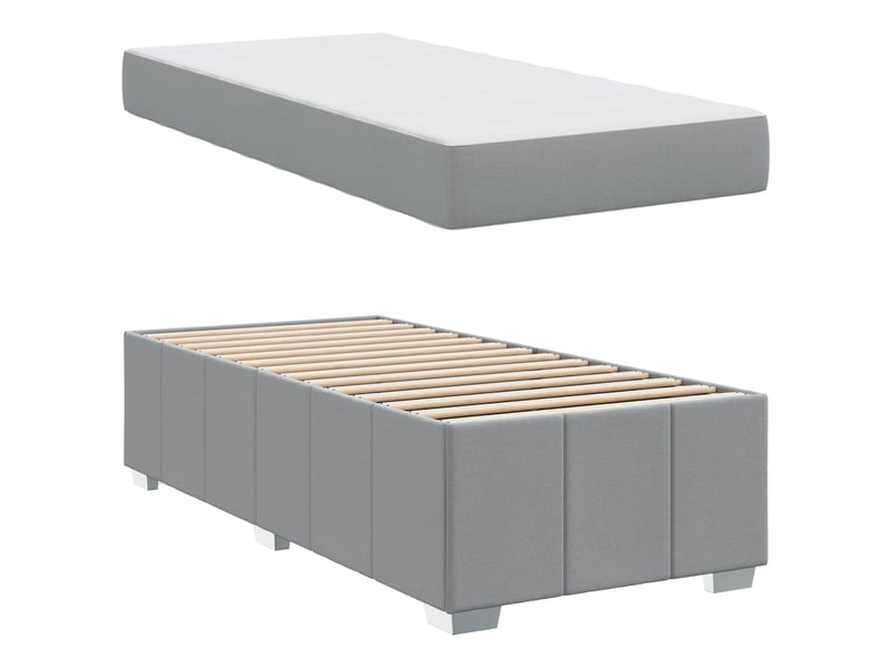  Lit simple- lit adulte -  cadre de lit avec matelas gris clair 80 x 200 cm tissu  - Conforama D