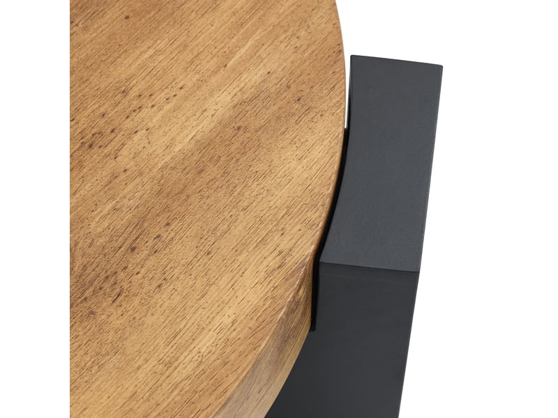  Tables basses gigognes rondes à 2 niveaux en mdf et verre pour salon diamètre 61 cm noir et bois  - Conforama D