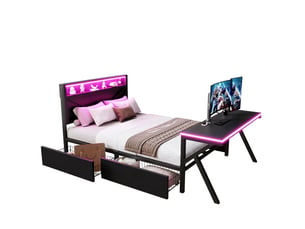 Lit avec rangement 140x200 cm <strong></strong>  <strong></strong> coloris noir