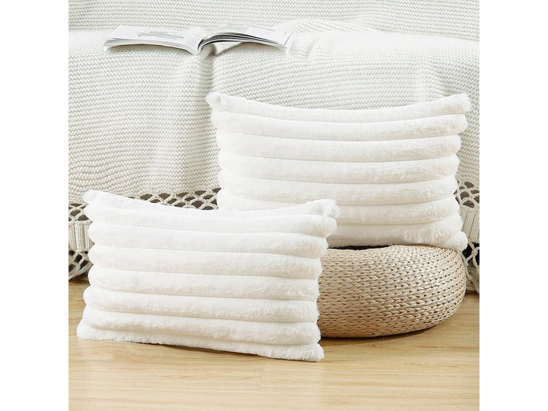 Taie d'oreiller en velours,30 x 50 cm,housse simple face,velours,blanc crème,deux - Conforama B