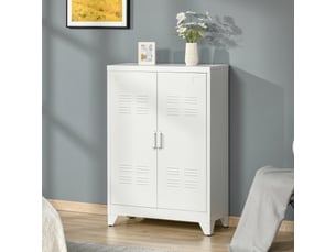 Armoire de bureau à 3 niveaux meuble de rangement bureau métallique 2 portes étagères réglables 75 x 33 x 110 cm blanc