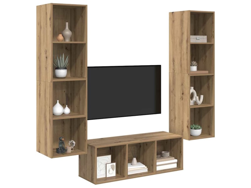  Ensemble meuble tv - banc tv - meuble de rangement 3 pcs chêne artisanal bois d'ingénierie  - Conforama C