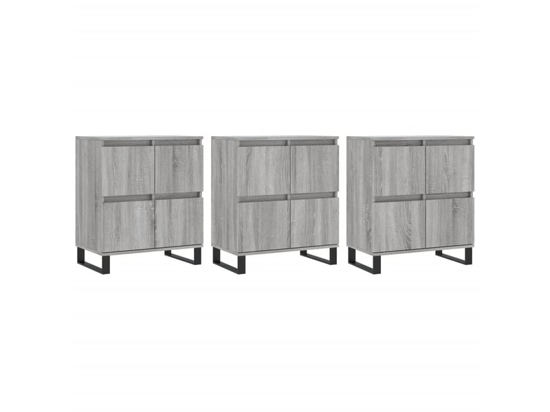  Buffets 3 pcs - bahut - meuble de rangement sonoma gris bois d'ingénierie  - Conforama A