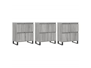 Buffets 3 pcs - bahut - meuble de rangement sonoma gris bois d'ingénierie