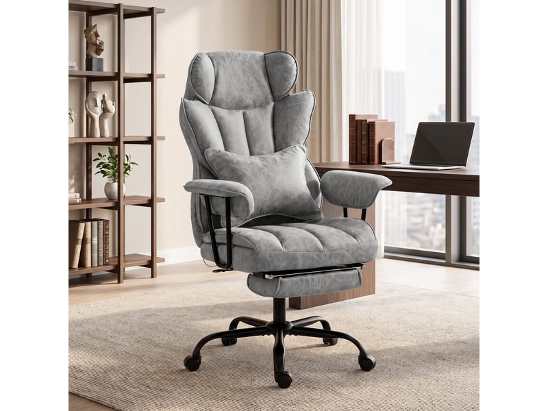  Fauteuil de bureau avec massage et chauffage à 6 points, gris  - Conforama D