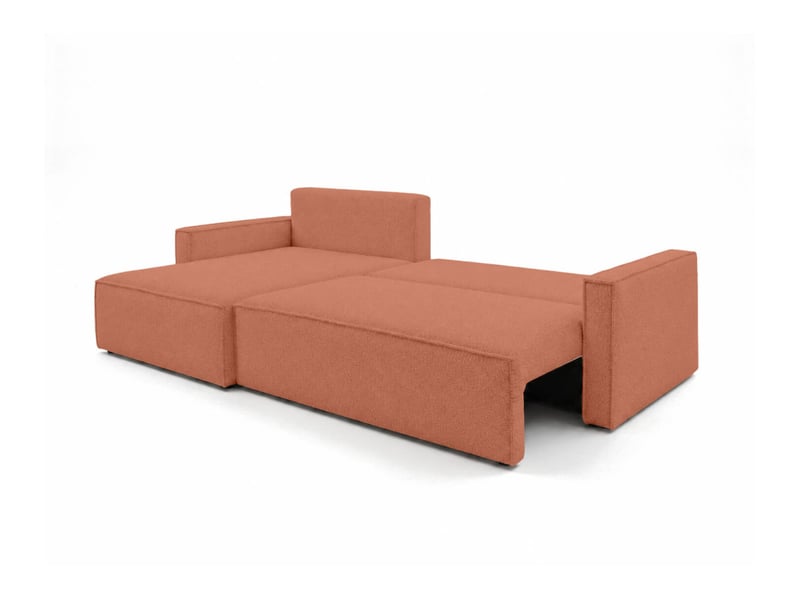  Farah - canapé d'angle max réversible et convertible 5 places accoudoirs slim en tissu bouclettes généreuses  - Conforama C
