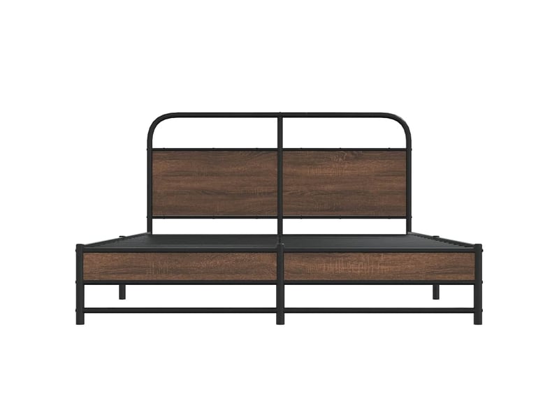  Lit double- lit adulte -  cadre de lit sans matelas 150x200 cm chêne marron  - Conforama D