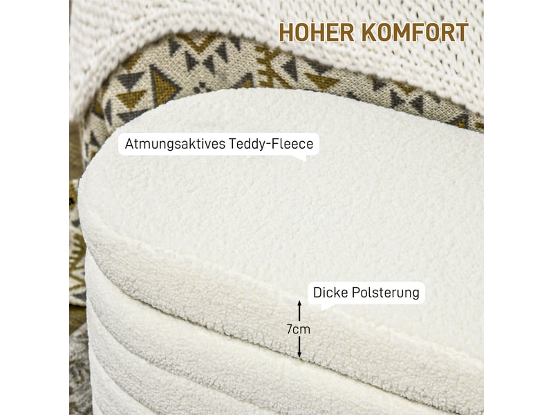  Banc coffre en tissu bouclé avec rangement 116 x 41 x 40,5 cm blanc crème  - Conforama E