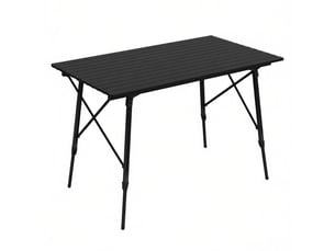Table de camping pliante noire en aluminium 120 x 68,5 cm à hauteur réglable avec sac de transport