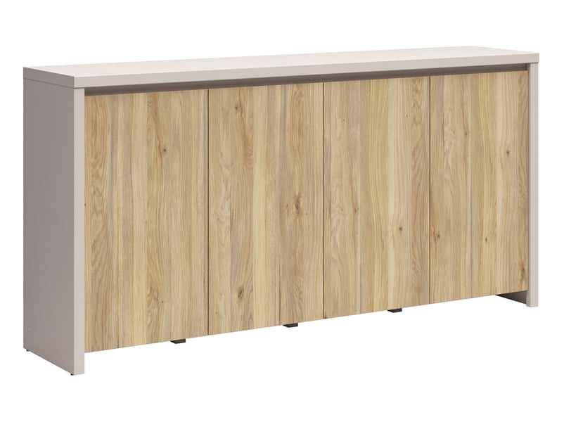  Buffet bas meuble de rangement 4 portes coloris cachemirechêne mauvella - longueur 182 x profondeur 40 x hauteur 94 cm  - Conforama A
