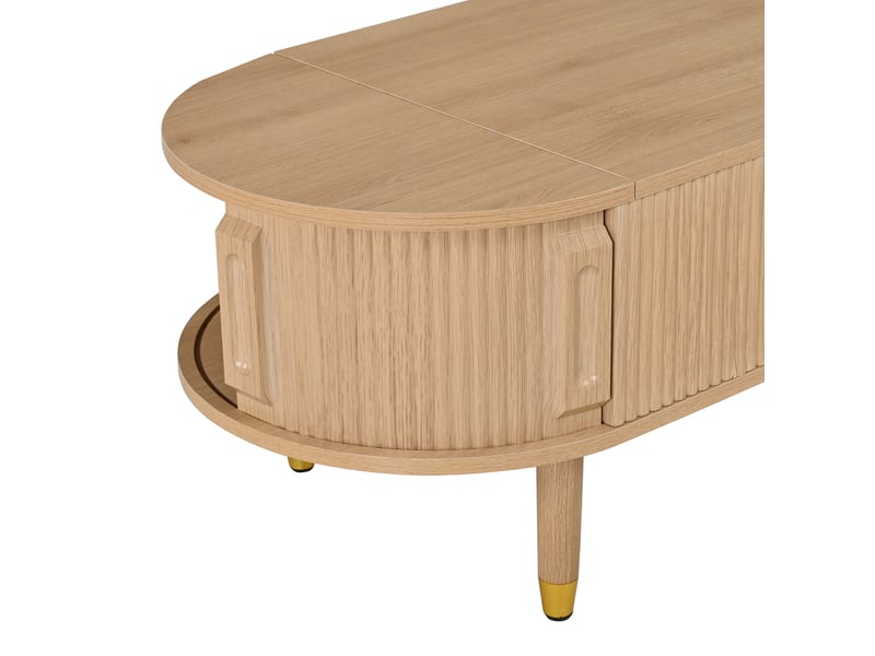  Table basse ovale relevable 110x48x57 cm avec rangement mdf naturel  - Conforama R