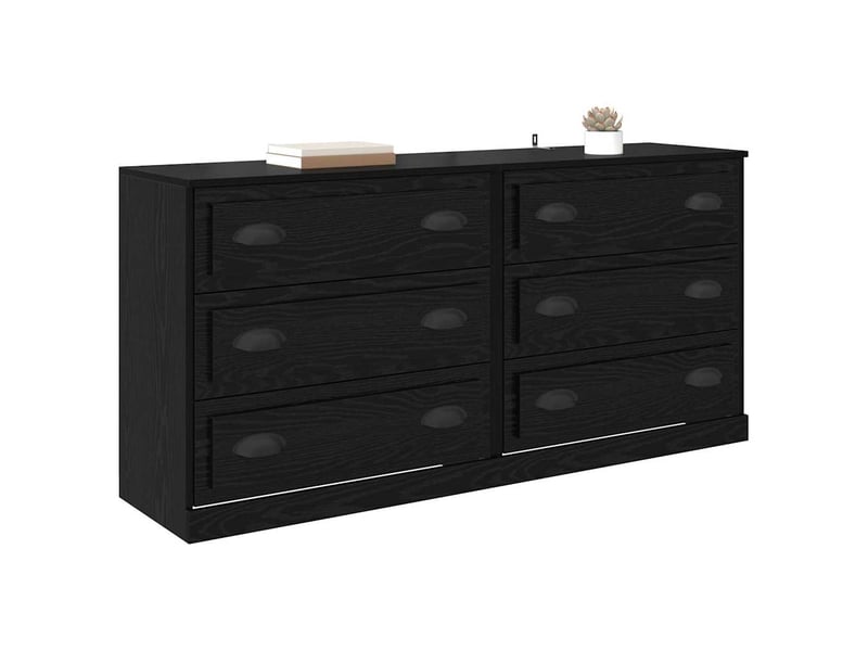 Buffet - bahut - meuble de rangements 2 pc chêne noir 70 x 35,5 x 67,5 cm bois d'ingénierie - Conforama C