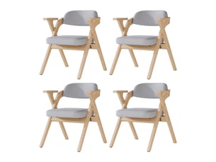 Chaise de salle à manger pliante en lin gris, lot de 4, bois massif, confortable et respirante, moderne
