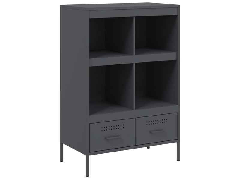  Buffet haut - bahut - meuble de rangement anthracite 68x39x101,5 cm acier  - Conforama A