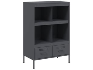 Buffet haut - bahut - meuble de rangement anthracite 68x39x101,5 cm acier