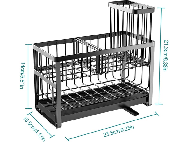  2 couches porte eponge evier cuisine, organisateur d'évier en acier au carbone organiseur d'évier amovible avec égouttoir brosse de nettoyage rack de  - Conforama B