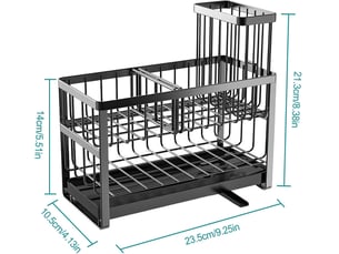 2 couches porte eponge evier cuisine, organisateur d'évier en acier au carbone organiseur d'évier amovible avec égouttoir brosse de nettoyage rack de