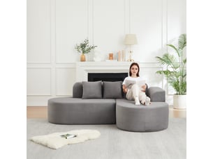 Canapé d'angle droit fixe <strong></strong> <strong></strong> 4 places Tissu gris