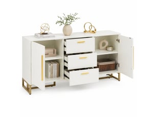 Buffet 2 porte(s) 3 tiroir(s) - 145 cm coloris blanc