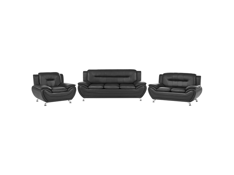  Ensemble de salon 6 places leira cuir pu noir  - Conforama A