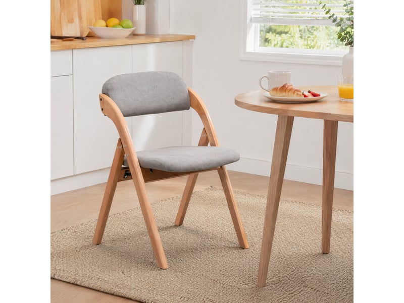 Chaises de salle à manger lot de 2 pliantes - assise rembourrée, housse amovible, bois massif gris - Conforama C
