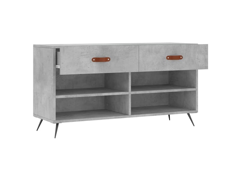  Banc à chaussures, meuble à chaussures gris béton 102x35x55 cm bois d'ingénierie shl7727  - Conforama E
