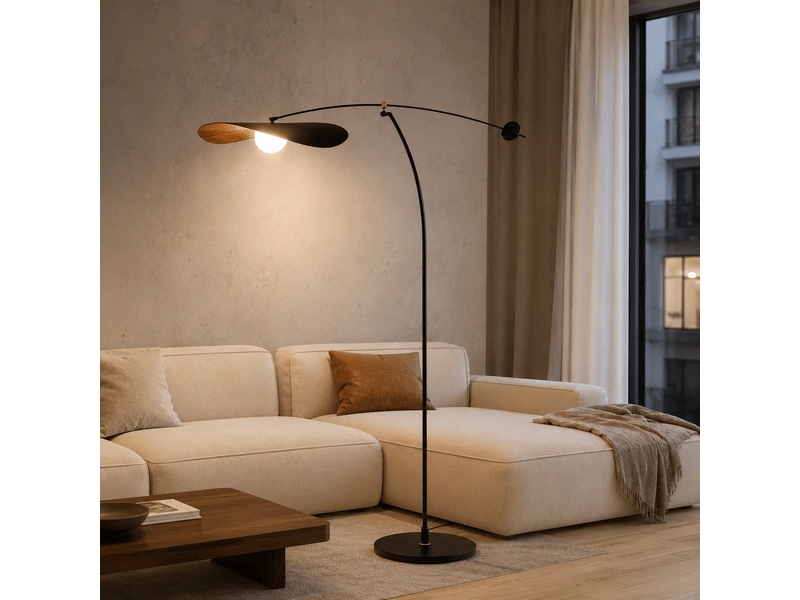  Lampadaire arqué feuille noire – sans ampoule ASLED-763 - Conforama C