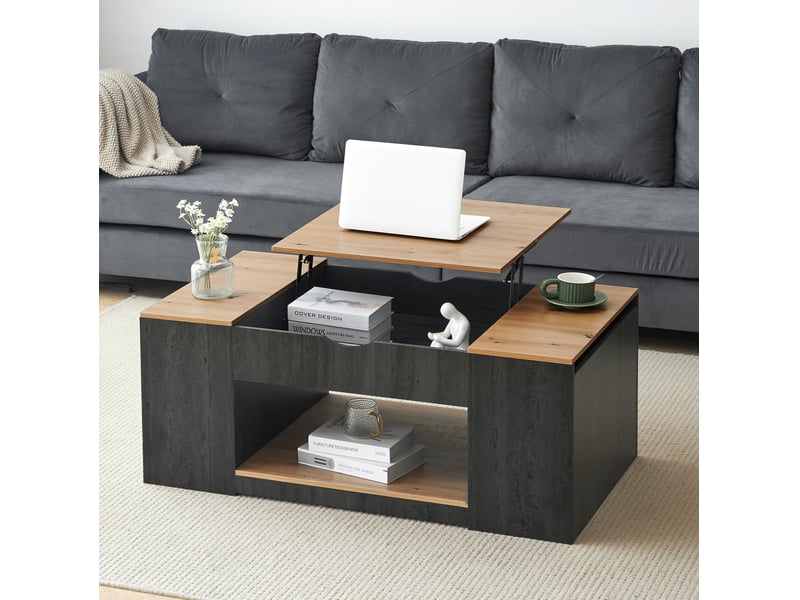  Table basse relevable avec rangement 109,5 cm gris et marron cravdom  - Conforama D
