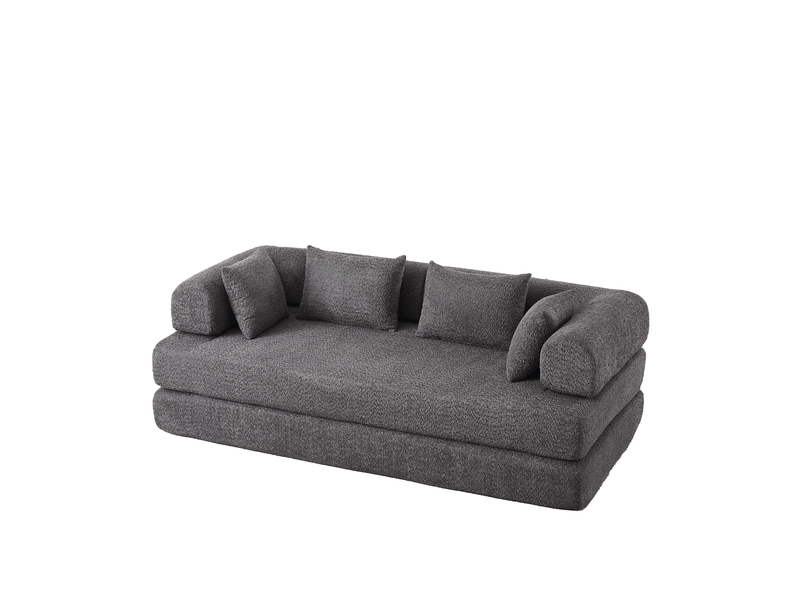 Canapé 2 places 4-en-1 en chenille gris avec 4 coussins - Conforama A