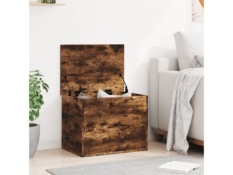  Boîte de rangement, coffre de rangement chêne fumé 60x42x46 cm bois d'ingénierie  - Conforama C