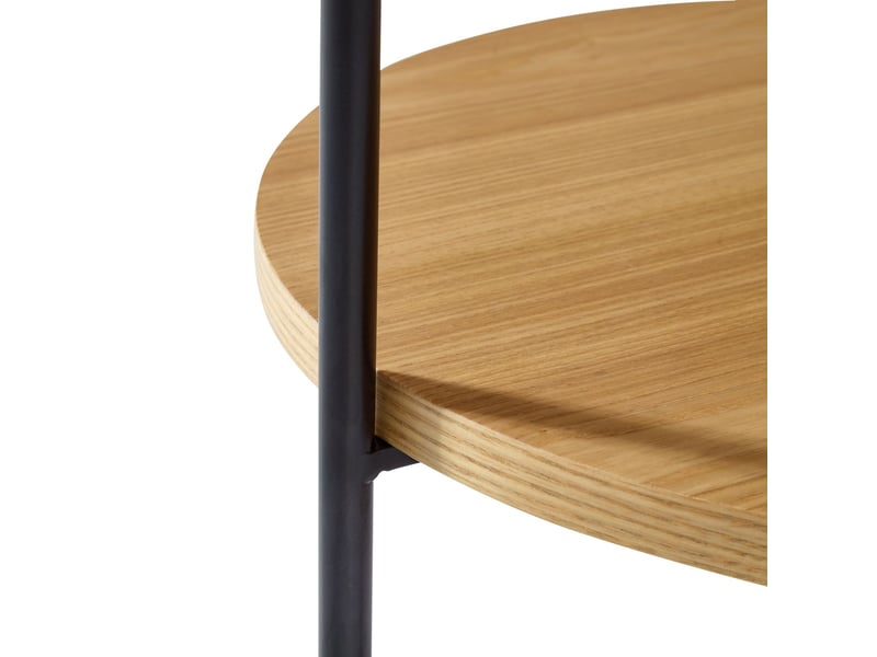  Table basse 44 x 44 x 48 cm design plateau à 2 niveaux ronde bois massif métal 3 coloris montage simple  - Conforama C