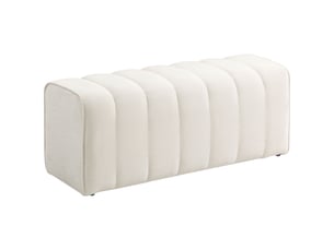 Banc de chambre moderne, banquette rembourrée avec structure en bois, capacité de charge jusqu'à 220 kg, repose-pieds, blanc crème