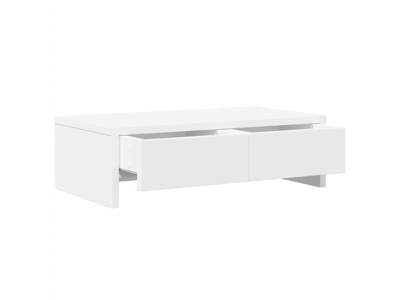  Support de moniteur table meuble bureau avec tiroirs bois d'ingénierie blanc 02_0044935  - Conforama C