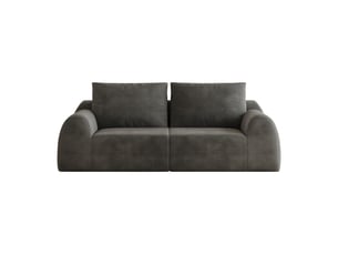 Canapé droit 2 places 190 cm en tissu chenille, mousse haute élasticité, livré compressé sans montage, gris foncé