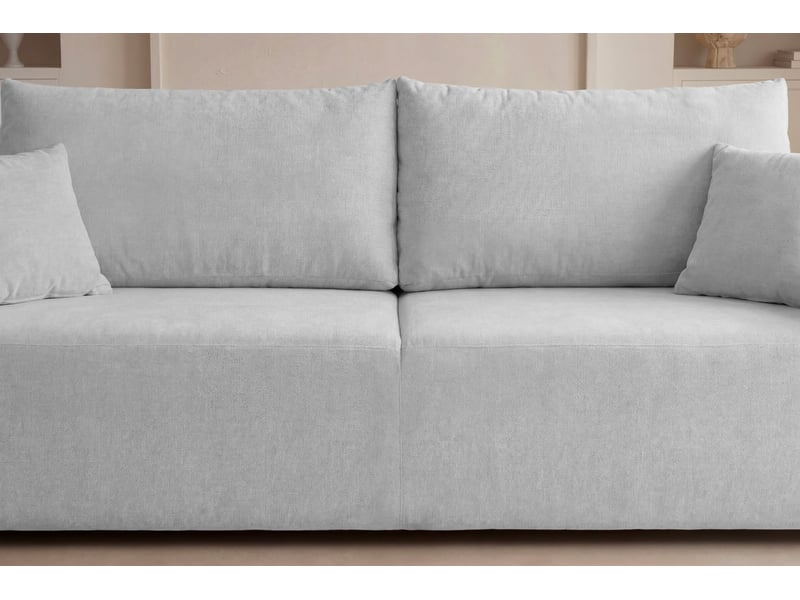  Sacha - canapé droit convertible tissu chiné 2 places blanc  - Conforama E