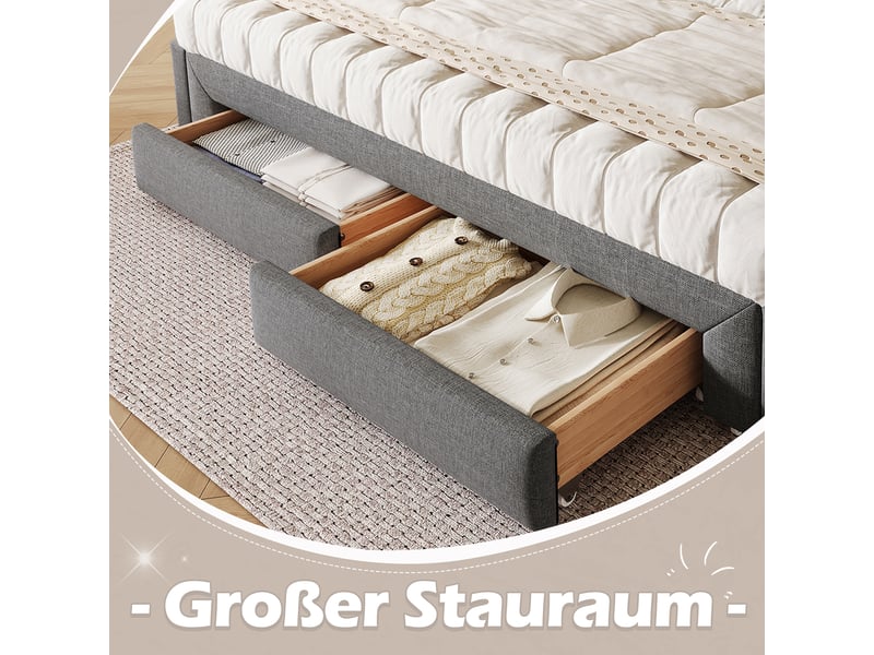 Lit banquette 90x200 extensible 180 velours gris avec 2 tiroirs  - Conforama R