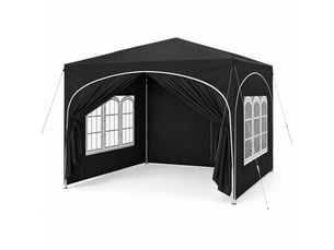 Tonnelle pliante 300x300 cm grise en métal et tissu oxford, 4 parois amovibles avec protection uv 50+