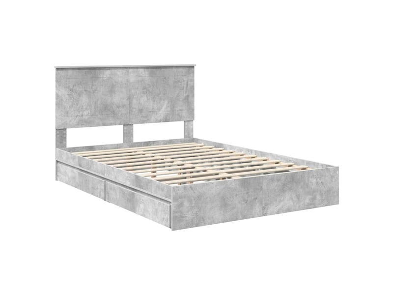 Lit double- lit adulte - lit de rangement gris béton 150 x 200 cm bois d'ingénierie - Conforama C