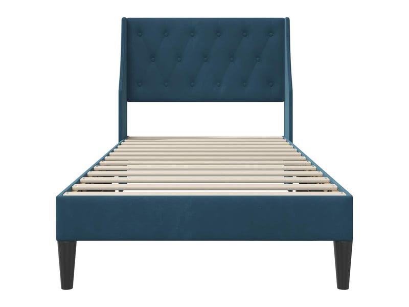  Lit simple- lit adulte -  cadre de lit avec tête de lit bleu 80 x 200 cm velours  - Conforama C