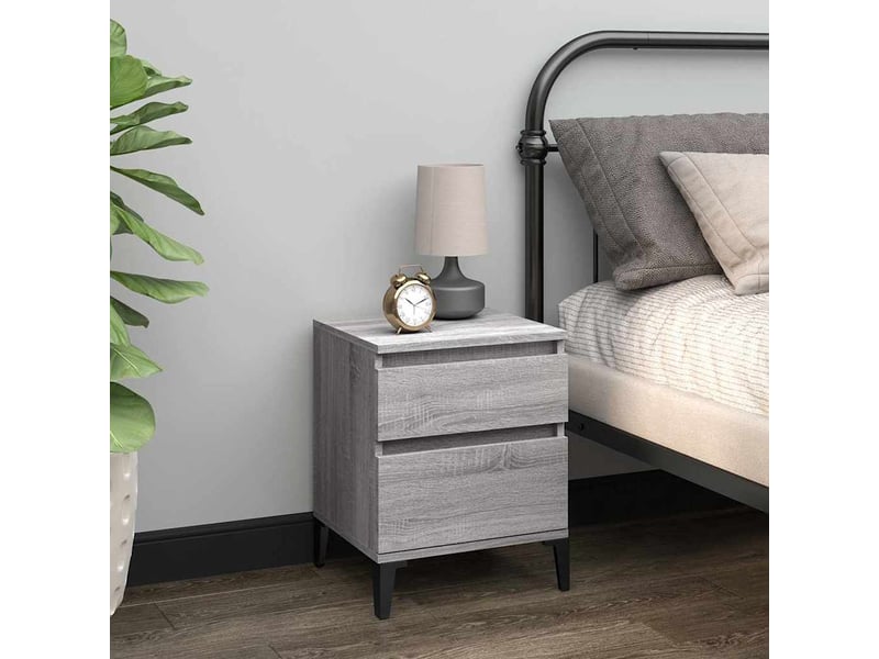  Lot de 2 table de chevet chanmbre, table d'appoint sonoma gris 40x35x50 cm  - Conforama C