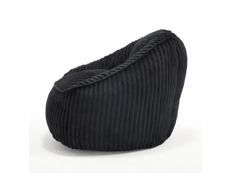  Fauteuil pouf sans assemblage, peluche bouclée rayée, noir, dimensions 92×98×73 cm  - Conforama E