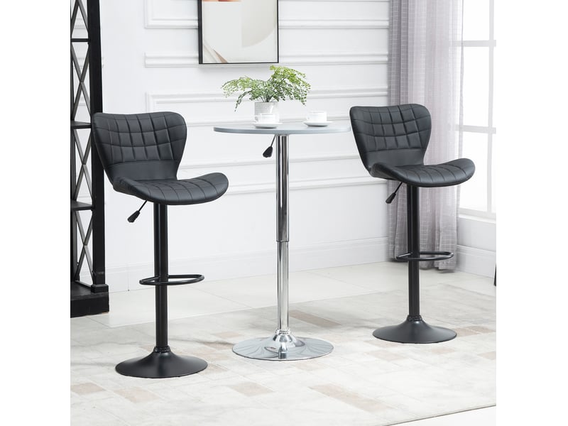  Tabouret de bar lot de 2 réglable en hauteur et pivotant à 360°, avec dossier en similicuir noir  - Conforama B