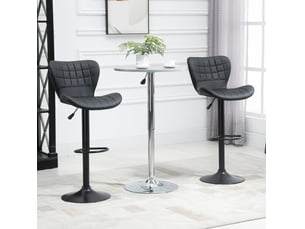 Tabouret de bar lot de 2 réglable en hauteur et pivotant à 360°, avec dossier en similicuir noir