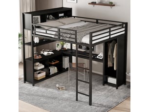 Lit mezzanine 140x200 cm <strong>MEULVA</strong> <strong></strong> coloris noir