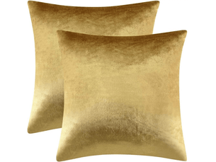 Housse de coussin - golden velours coussin cas, luxueux velours housse de coussin， le meilleur carré décoratif d'oreiller de divan de lit de canapé 18x, 45 x 45 cm, jaune