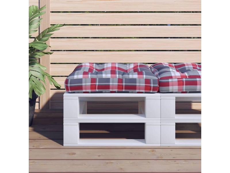  Coussin de palette, coussin de chaise, coussin de canapé motif à carreaux rouge 60x60x12 cm tissu cf55378  - Conforama B