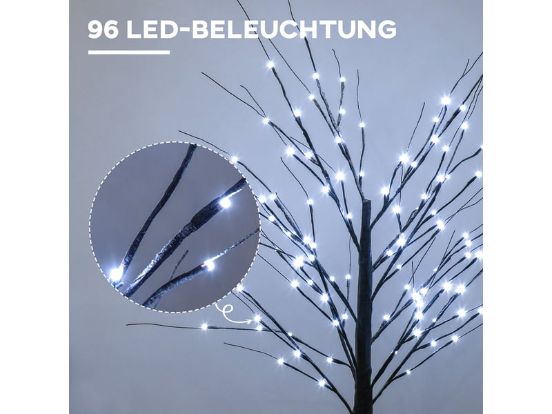  Bouleau artificiel lumineux 96 micro-led blanc froid h 150 cm marron  - Conforama D