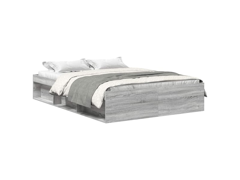  Lit double- lit adulte -  cadre de lit sans matelas sonoma gris 150x200 cm  - Conforama A