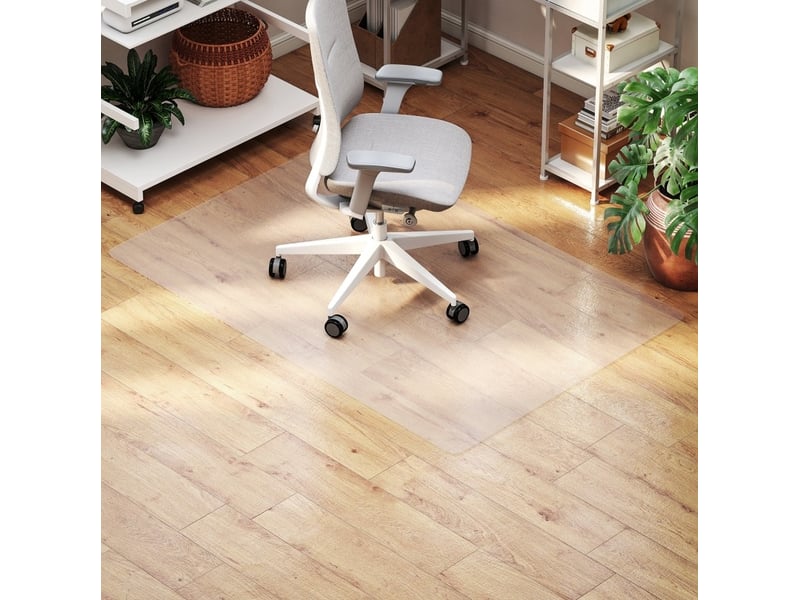  Tapis de protection de sol 100 x 150 cm transparent en plastique, antidérapant pour chaise de bureau  - Conforama D